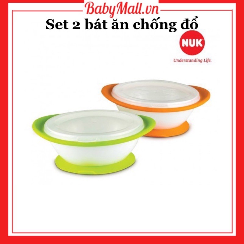 Bộ 2 bát ăn chống đổ có nắp Nuk NU78807