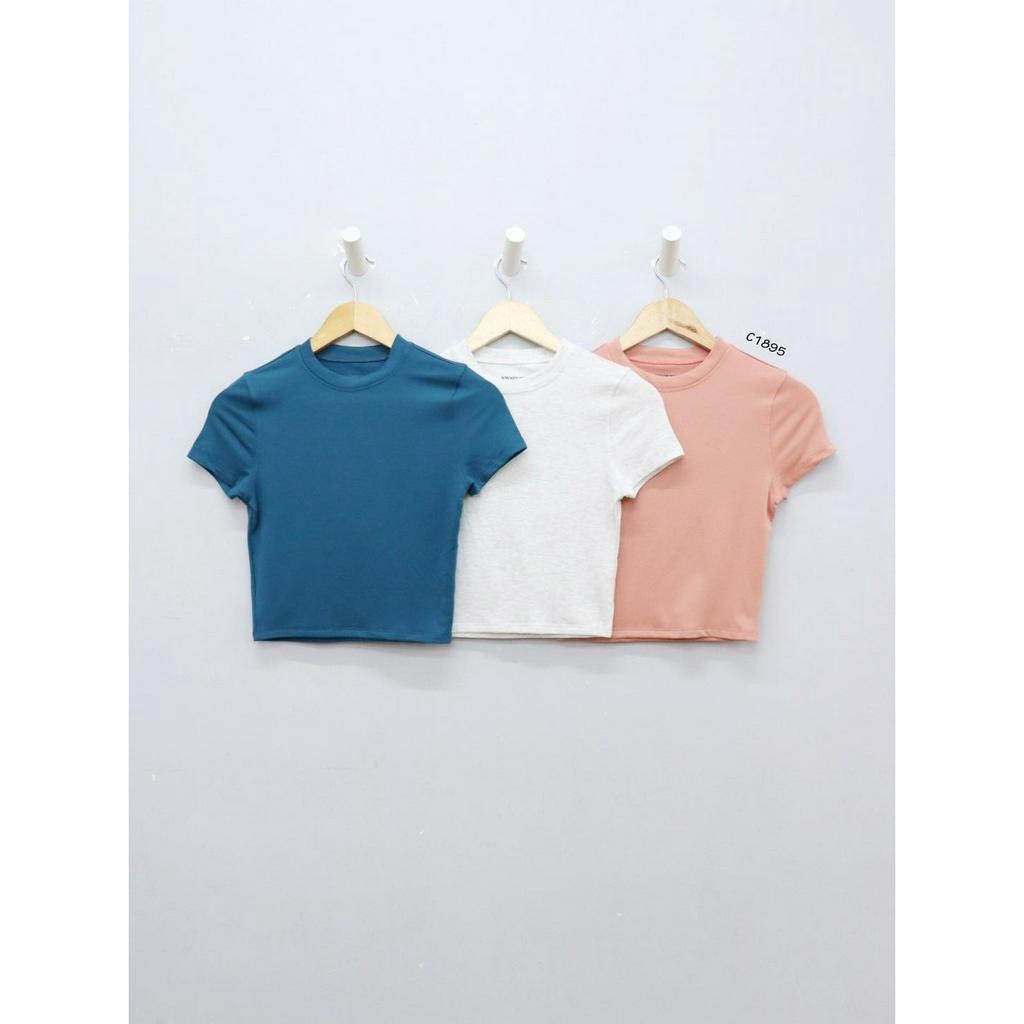 C1895 - Áo thun croptop Jay Spun cổ tròn tay ngắn trơn