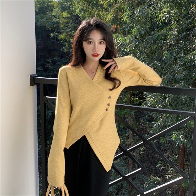 Áo Tay Dài Đan Chéo Plus Size Thời Trang Cho Nữ