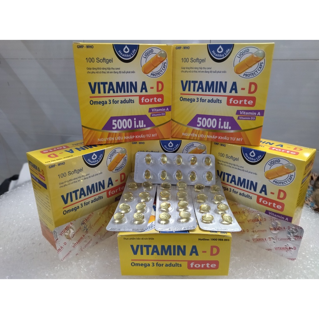 Viên Uống Vitamin A -D Bổ Sung Vitamin Giảm Nguy Cơ Khô Mắt Mỏi Mắt Còi Xương Hỗ Trợ Đẹp Da Hộp 100 Viên
