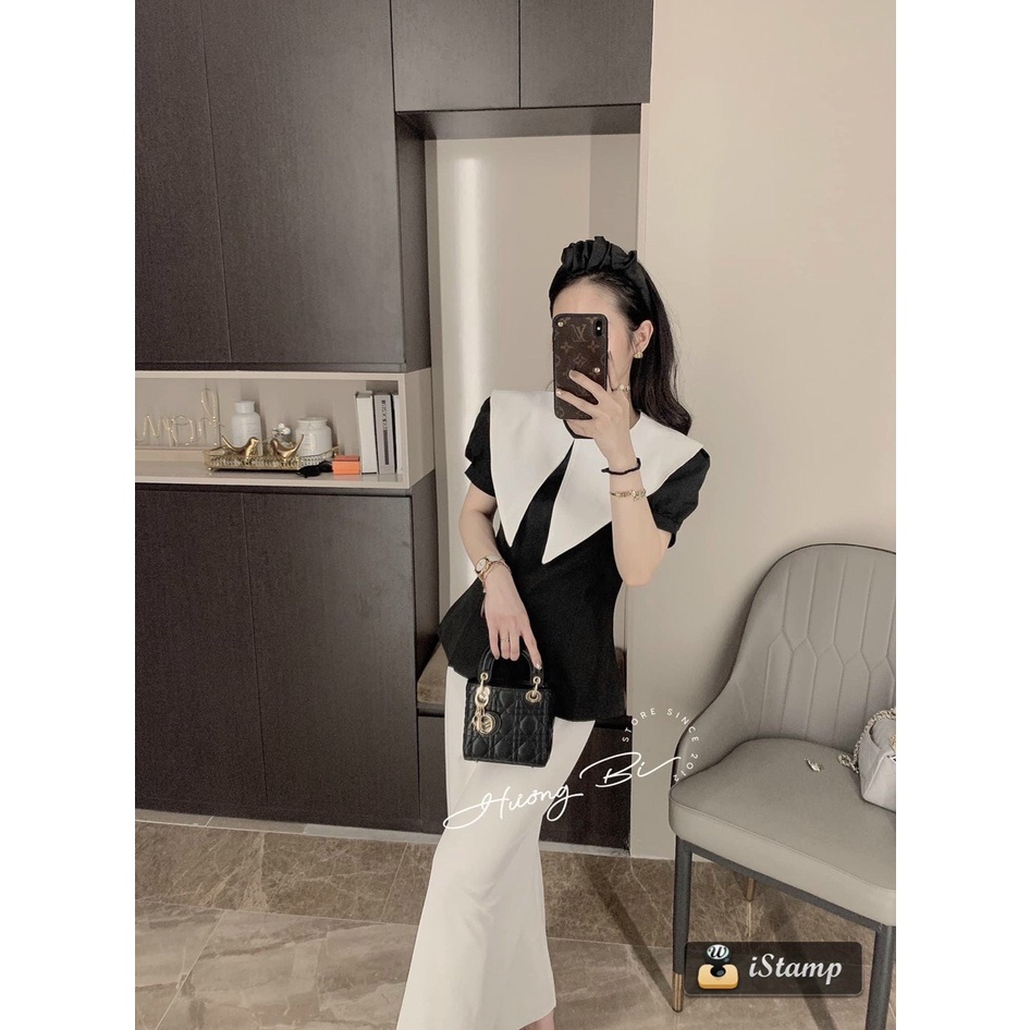 Áo sơ mi chiết eo tôn dáng,, cổ bèo, Áo cổ sen trắng siết eo, Xưởng may Ngọc Anh