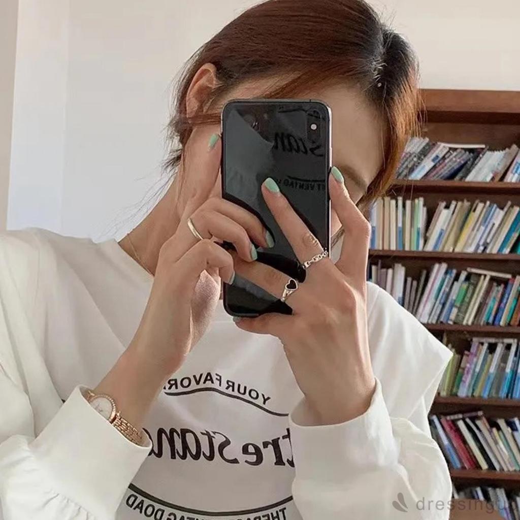 Bộ nhẫn đeo khớp ngón tay màu bạc hình trái tim phong cách cổ điển dành cho nữ