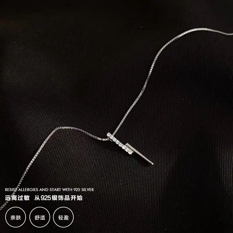 Vòng Cổ Xương Cá Mạ Bạc s925 Đính Đá zircon Sang Trọng Thời Trang Cho Nữ