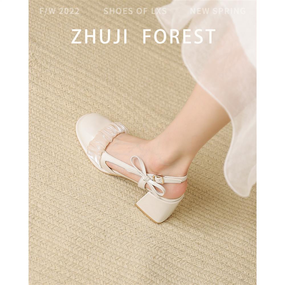 Giày Sandal Cao Gót Đế Dày Đính Nơ Thời Trang Cho Nữ
