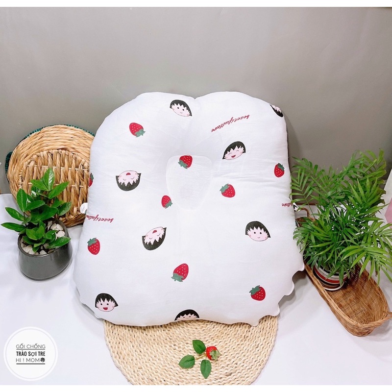 Gối chống chào ngược vải xô Muslin cao cấp oganic Himom cho bé