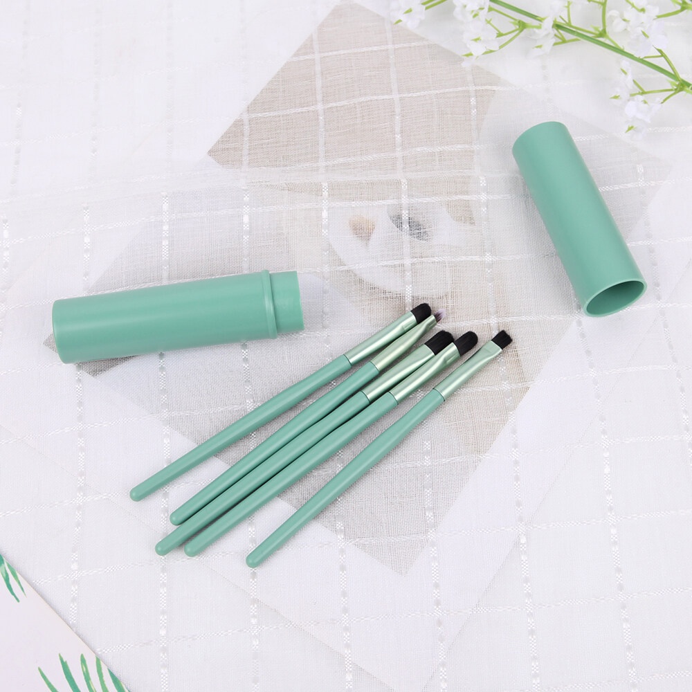 Bộ 5 Cọ Trang Điểm Phấn Mắt/Kẻ Mắt/Che Khuyết Điểm 15cm Nhỏ Gọn Kèm Hộp Cho Người Mới Bắt Đầu Qipin