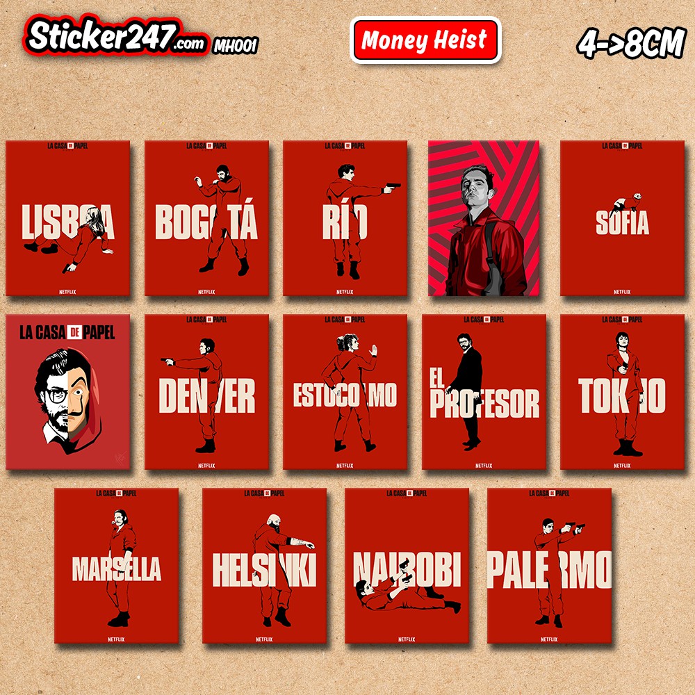 Sticker OBEY Money Heist 𝑭𝒓𝒆𝒆𝒔𝒉𝒊𝒑 chống nước, sticker dán laptop, điện thoại, đàn guitar, mũ bảo hiểm, vali, ipad