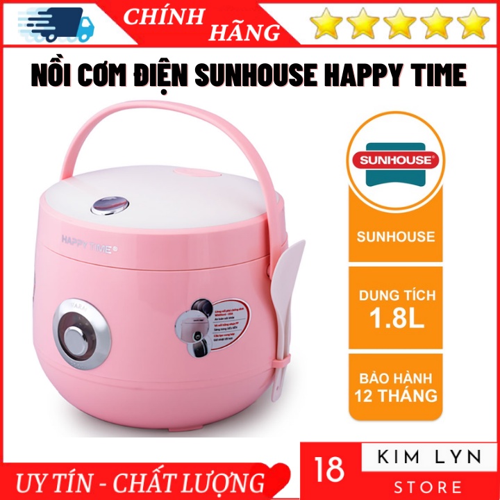 Nồi cơm điện - Nồi cơm điện sunhouse happytime Nồi 1,8L, phù hợp cho 4-6 người ăn - Bảo hành 12 tháng