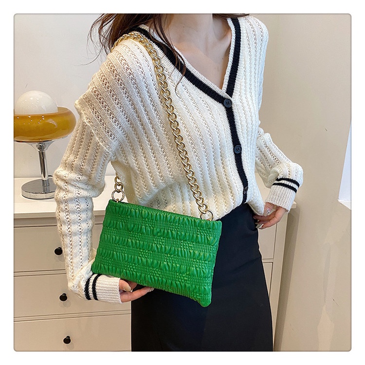 Túi Xách JASMIN NOIR Đeo Chéo Nắp Gập Phối Dây Xích Thời Trang Dành Cho Nữ