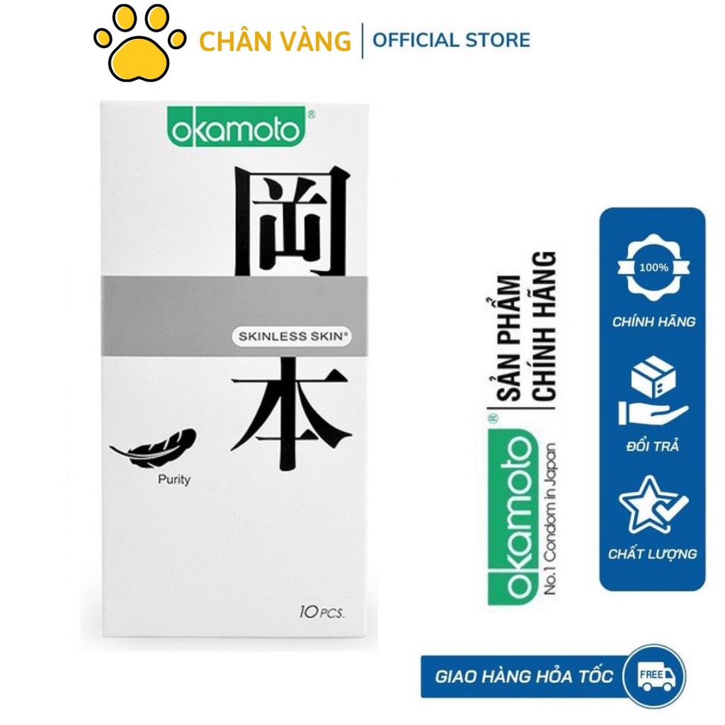 Combo 3 Hộp Bao Cao Su Okamoto Skinless Skin Purity Tinh Khiết Không Mùi - Siêu Khoái Cảm - BCS Okamoto Hộp 10 cái