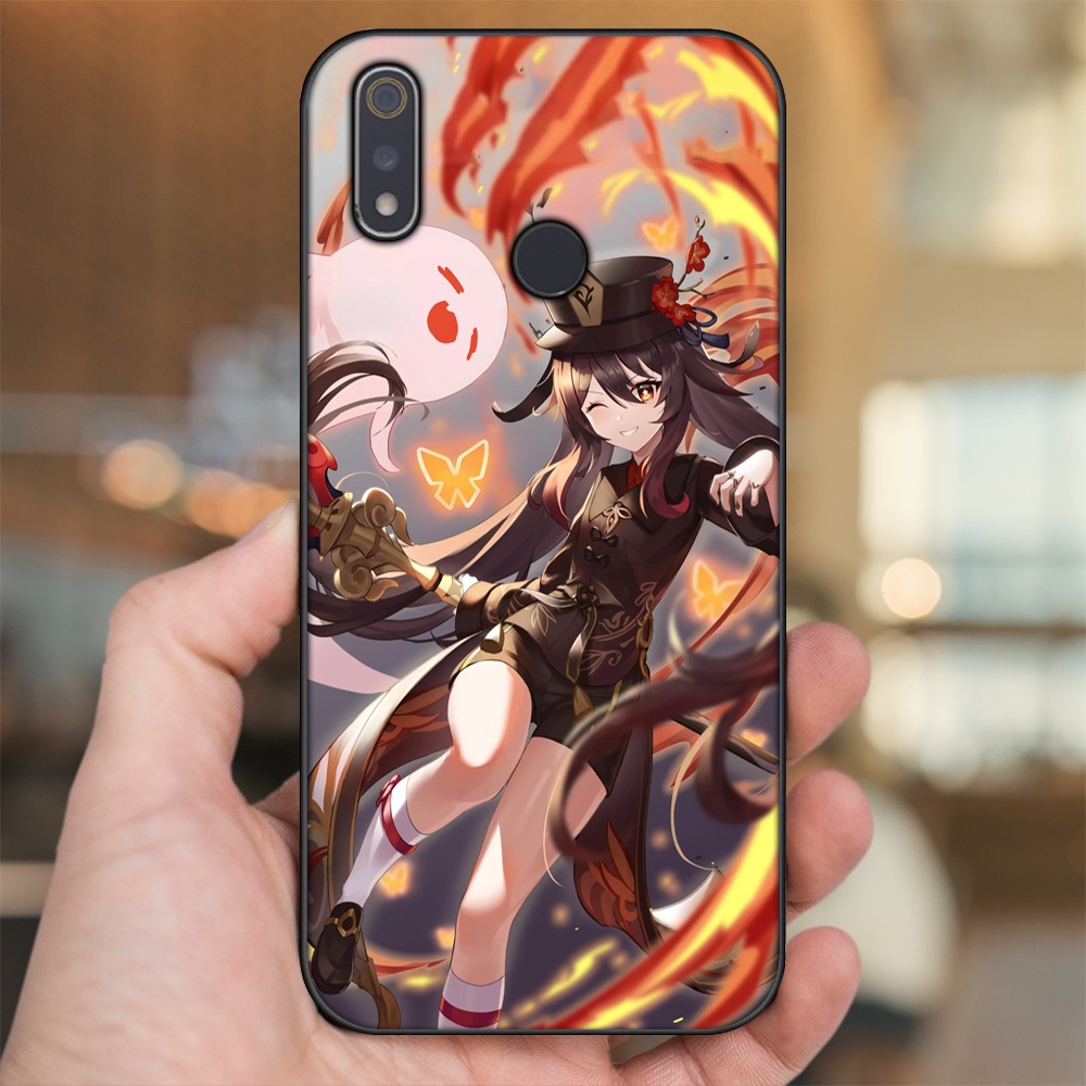 Ốp lưng Realme 3, 3 Pro viền đen in hình Hutao Genshin Impact