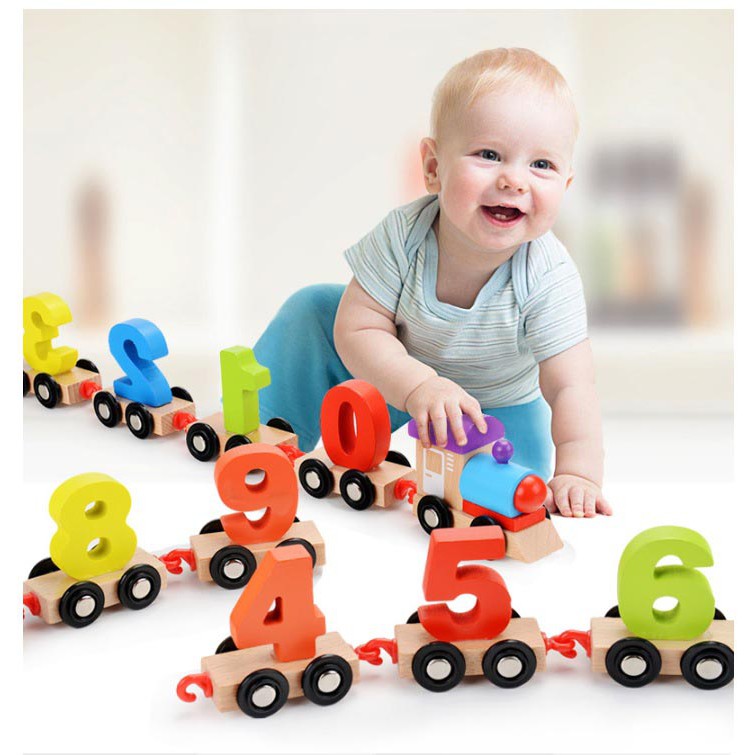 Bộ Đồ Chơi Đoàn Tàu Hỏa Gỗ Các Chữ Số Từ 0=&gt;10 (Mẫu Hộp To Như Ảnh)