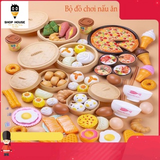 Bộ Đồ Chơi Nấu Ăn Mô Hình Nấu Ăn Chi Tiết Đa Dạng Nhựa ABS An Toàn Cho Trẻ Em {có tờ menu]