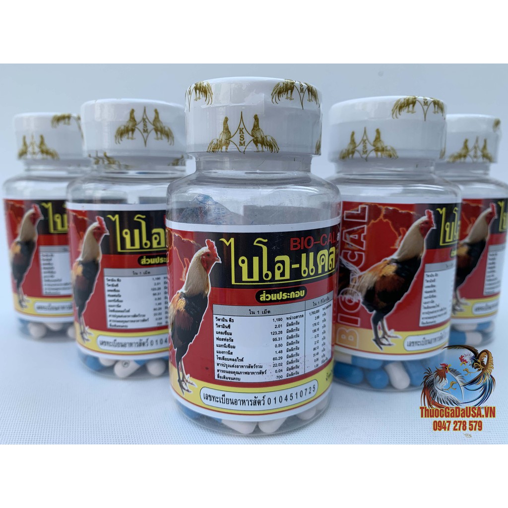 Bio Cal Bổ xương gân gối cho gà đá (5 Hộp x 100 Viên) - Thuốc nuôi gà đá của Thái Lan