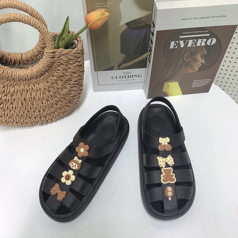 Sandal Nữ, Kiểu Dép Xăng-Đan Quai Liền Ivy Chất Liệu Eva Đế Bánh Mỳ Kèm Sticker Phù Hợp Đi Chơi Đi Làm