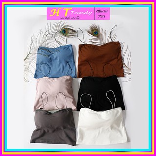 Áo 2 dây sợi bún có đệm ngực_aó hai dây sợi mảnh-croptop 2 dây_ áo 2s có mút ngực_dáng ôm body_thun cotton_ht trendy