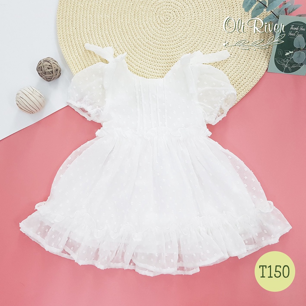 (1->10 tuổi) Váy đầm voan hạt nổi 2 lớp chuẩn hãng Oli River (T150)