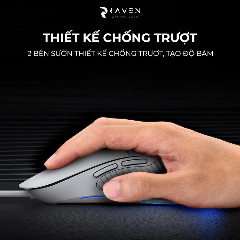 Chuột laptop, máy tính có dây INPHIC PB1P, chuột công thái học silent - Raven Gaming Gear