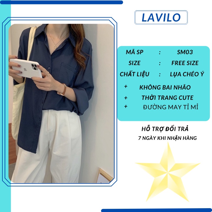 Áo sơ mi nữ form rộng dài tay kiểu công sở đẹp LAVILO ASM05