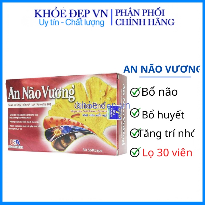 Hoạt huyết dưỡng não an não vương tăng cường trí nhớ hộp 30 viên