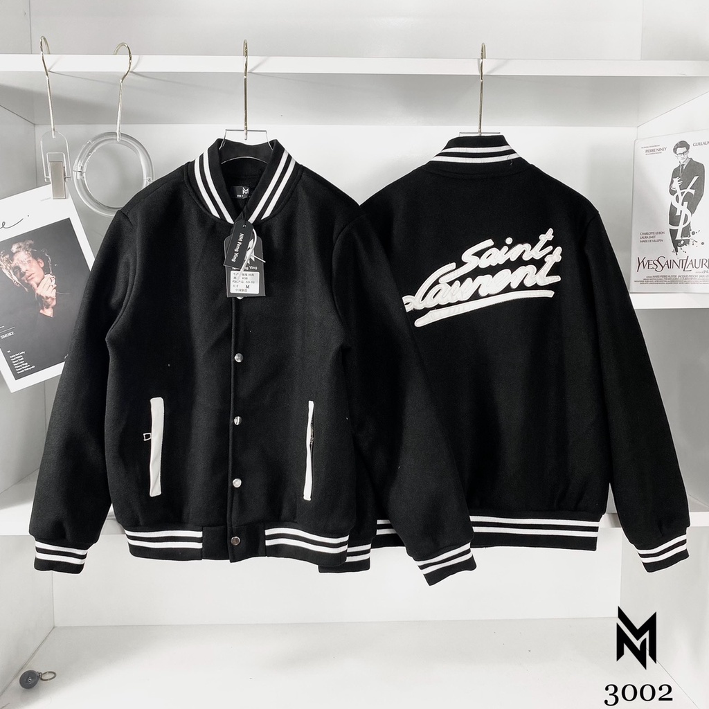 Áo khoác Bomber ☀ ĐỦ SIZE 45-85 KG ☀ Áo khoác bomber Saint Laurent logo thêu