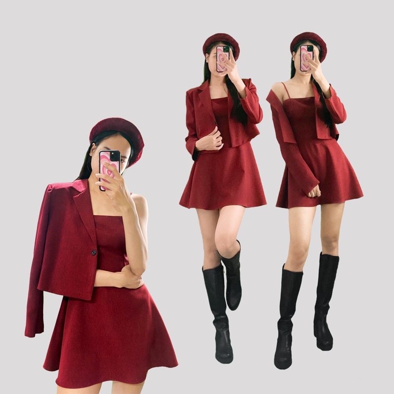 DALLA Set đầm và áo khoác blazer ĐỎ