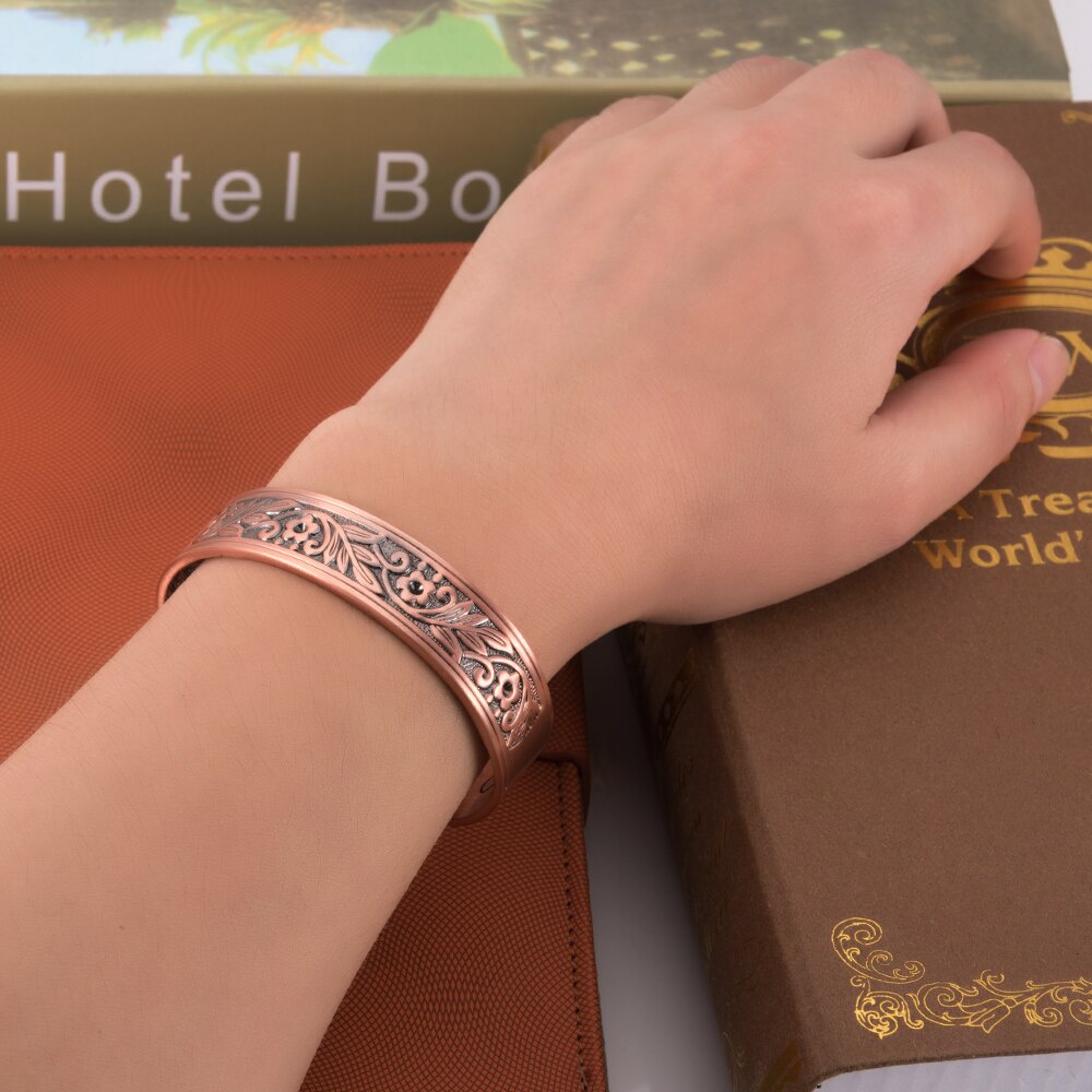 Vòng đeo tay từ tính bằng đồng nguyên chất điều chỉnh lưu thông máu cho nam nữ