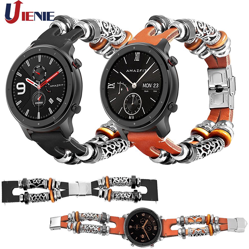 Dây Đeo Bằng Da 20mm 22mm Cho Đồng Hồ Thông Minh Huami Amazfit Gtr 42mm 47mm Gts/Samsung Active 2