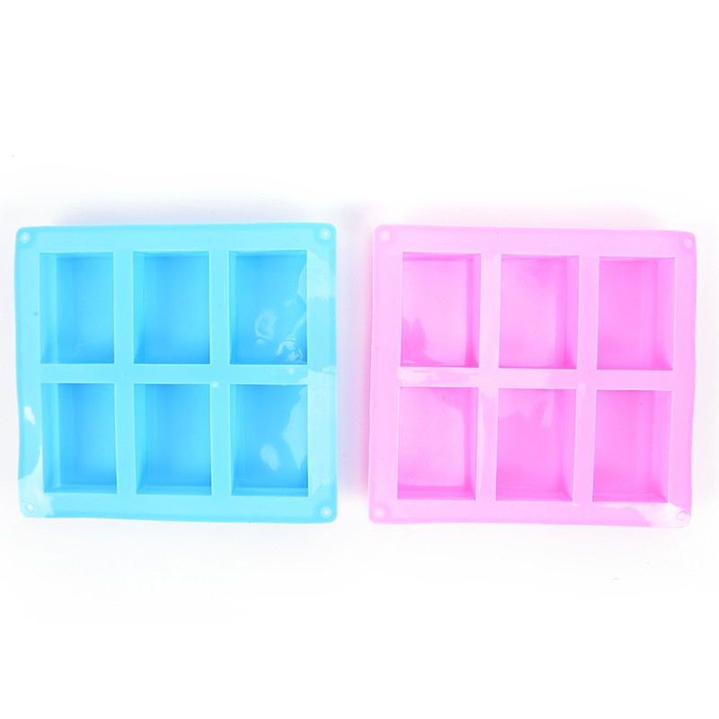 Khuôn silicone làm bánh xà phòng hình chữ nhật 6 ngăn đa năng tiện lợi