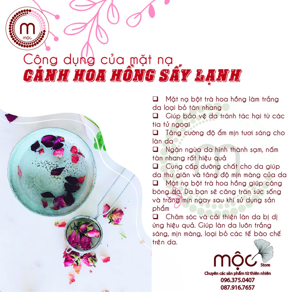 Bột Cánh Hoa Hồng Sấy Lạnh đắp mặt nạ nguyên chất từ thiên nhiên 100ml handmade | BigBuy360 - bigbuy360.vn