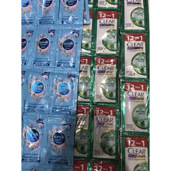 Dầu gội đầu Sunsilk & Clear dây 12 gói mát lạnh bạc hà gội sạch gàu