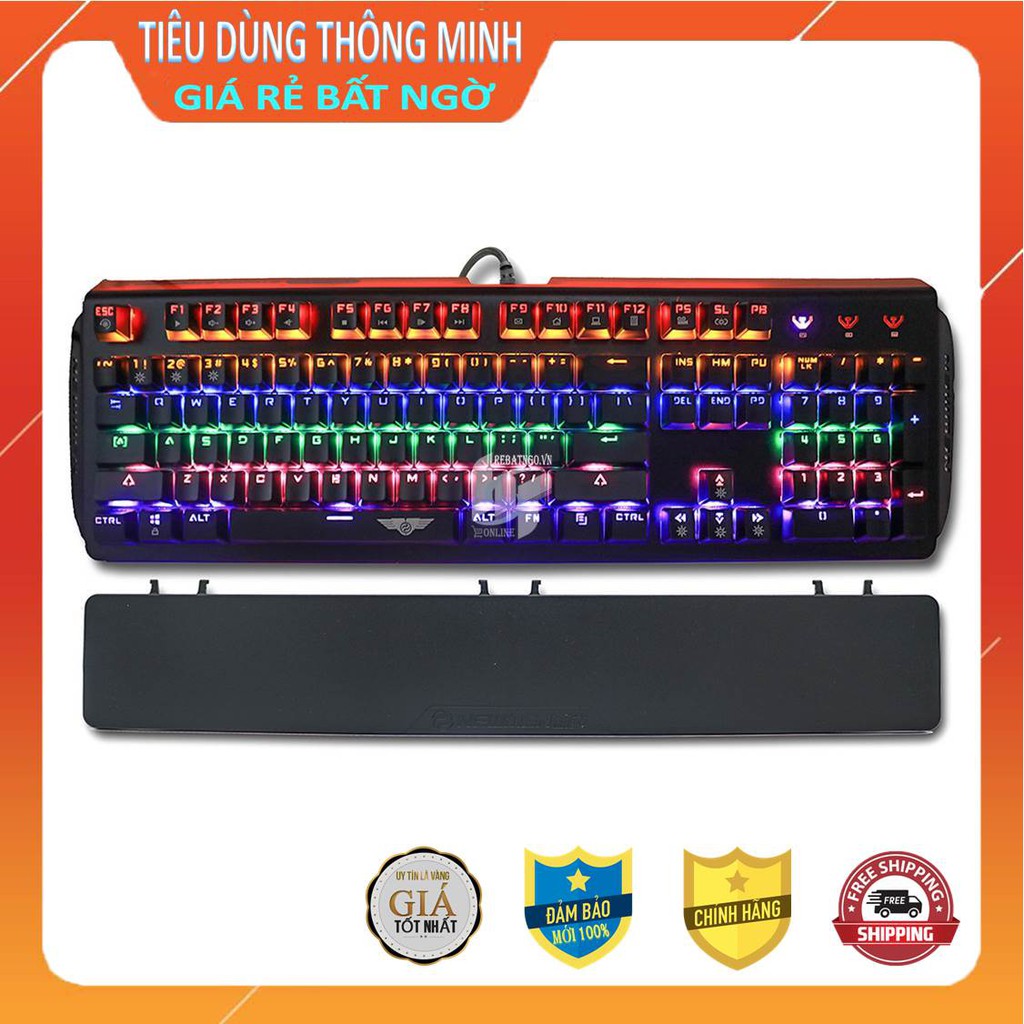 Bàn phím cơ Newmen GM368 Mix Led - Hợp kim - tháo lắp - chống cháy - tặng kê tay