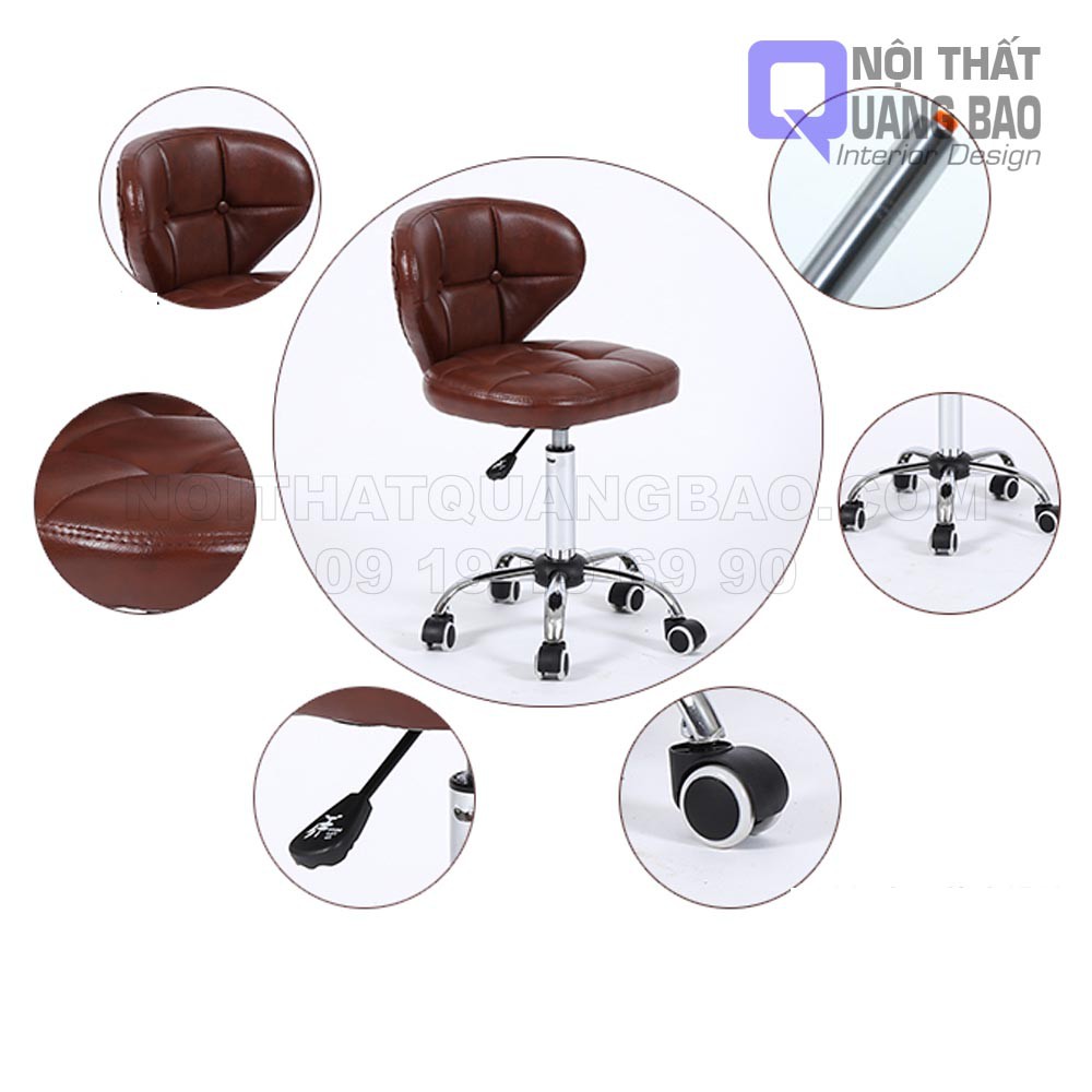 Ghế Bar Lưng Bọc Da Pu Cao Cấp, Chân Sắt Xoay Sơn Đen Hoặc Xi Mạ Có Nâng Hạ (QB-NT- GB09) | BigBuy360 - bigbuy360.vn