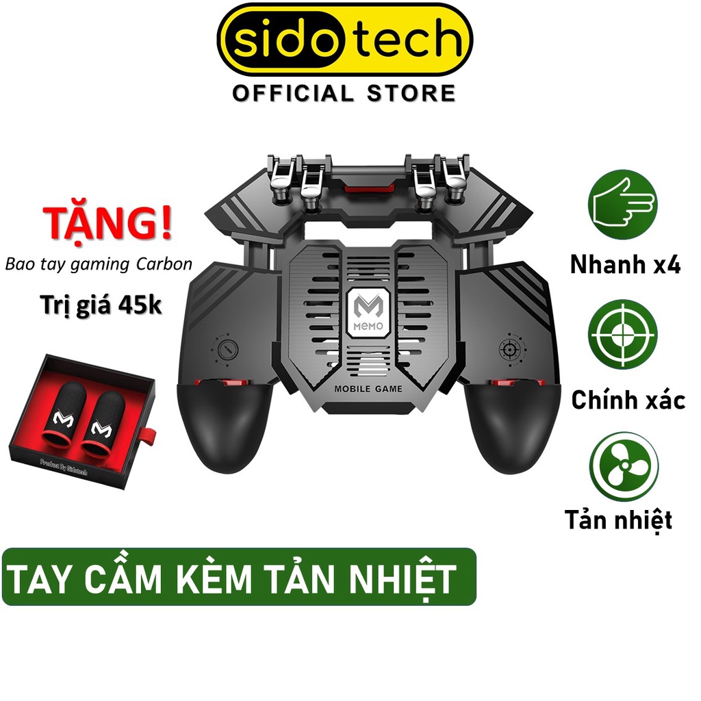 Tay cầm chơi game điện thoại SIDOTECH Memo AK77 hỗ trợ 6 ngón bắn PUBG / FREE FIRE / ROS phù hợp điện thoại smartphone