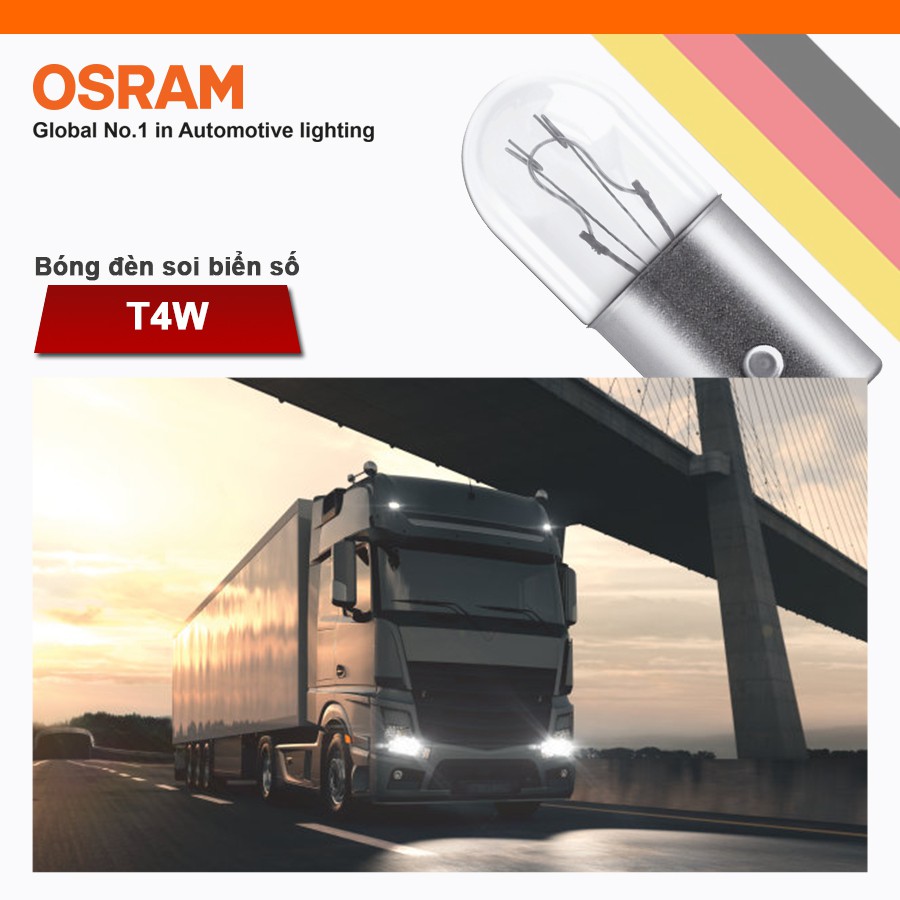 [Mã BMBAU50 giảm 10% đơn 99k] Combo 10 Bóng Đèn Soi Biển Số OSRAM Original T4W 24V 4W Nhập Khẩu Chính Hãng