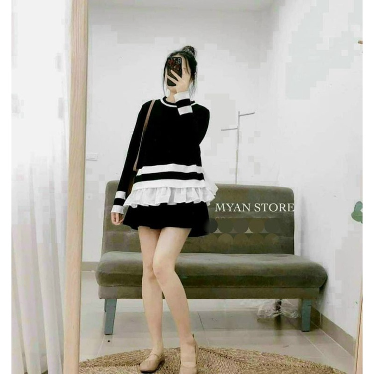 🌈ÁO KIỂU PHỐI ĐEN TRẮNG BÈO🍀