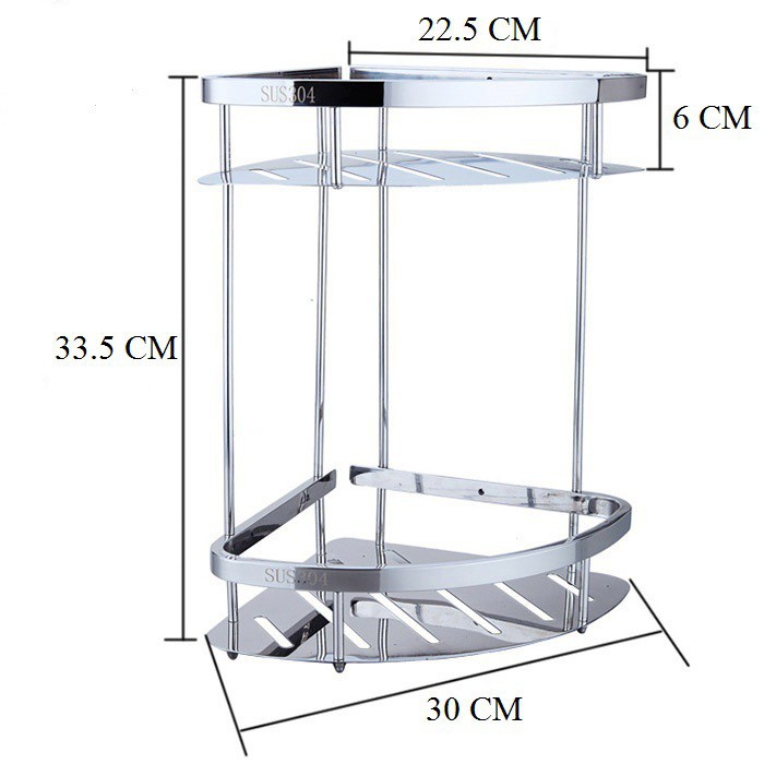 Kệ đựng đồ nhà tắm, nhà bếp 2 tầng đa năng inox 304 sang trọng cao cấp bề mặt sáng bóng | BigBuy360 - bigbuy360.vn