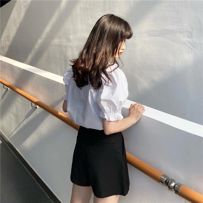 Áo Sơ Mi Tay Ngắn Màu Sắc Tiêu Chuẩn Phong Cách Hàn Quốc Thời Trang Mùa Hè