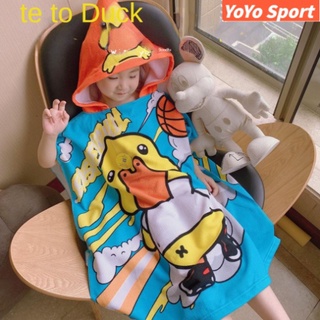 Áo Choàng Tắm Có Mũ Trùm In Hoạt Hình Vịt Vàng Cỡ Lớn Dễ Thương Cho Bé