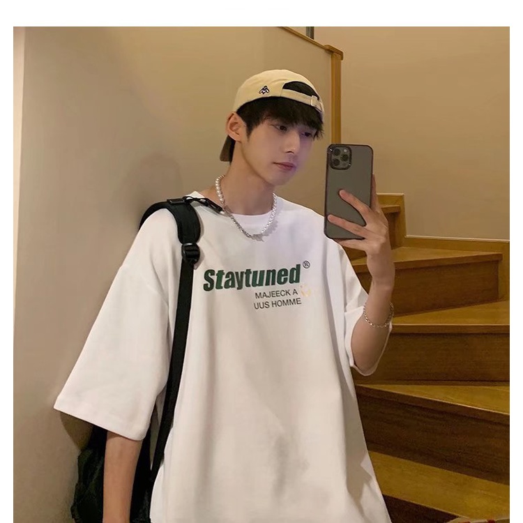 Áo Thun Tay Ngắn Dáng Suông In Chữ Phong Cách Hiphop Thời Trang Phong Cách Hàn Quốc Cho Nam size M-5XL