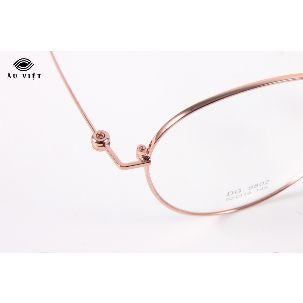 Gọng kính nam nữ kim loại titanium dáng tròn Daily Glasses DGA-9802 màu vàng hồng Full box