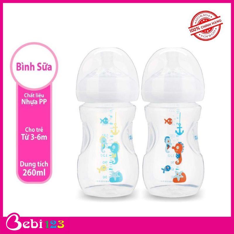 Bình sữa Kichi Natural Cổ Rộng núm ty mô phỏng như ty mẹ cho bé