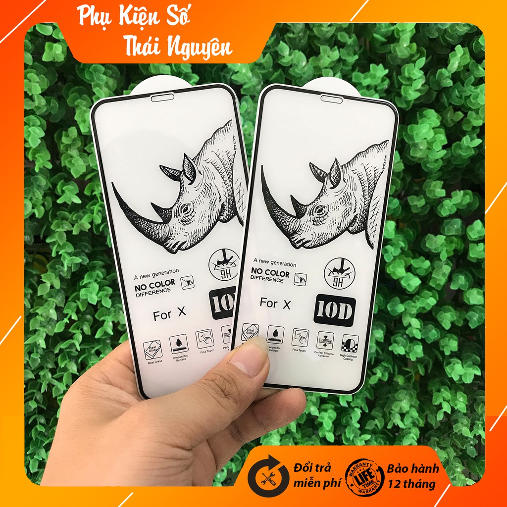 KÍNH CƯỜNG LỰC FULL MÀN 10D Chính Hãng RHINO LOẠI 1 IPHONE Xs Max X 8plus 7plus 8 7 6splus 6plus 6s 6 (Có Video Thật)