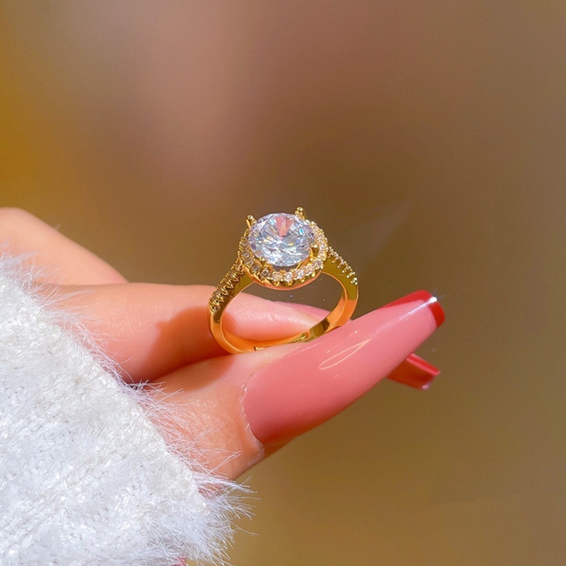 Nhẫn nữ titan không gỉ Vàng 18k đính đá pha lê trang sức kim cương cao cấp lấp lánh thiết kế dạng hở thời trang sang trọng