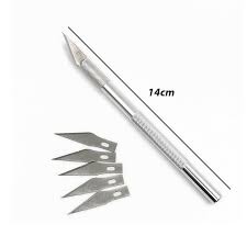 Dao điêu khắc, dao trổ cán bạc, tặng kèm 5 lưỡi dự phòng