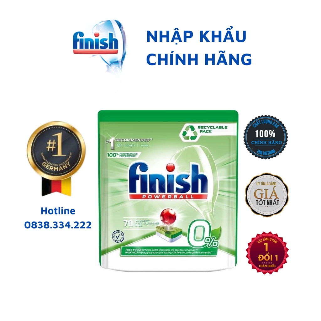 [HCM] Viên rửa chén Finish Powerball 0% 70 viên Chính hãng