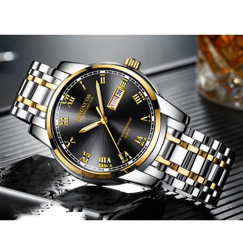 (CHUẨN MEN) Đồng Hồ Nam KINGNUOS K1759 Chạy 2 Lịch Dây Thép Không GỈ Cao Cấp + Tặng Hộp