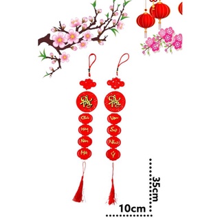 (phụ kiện Tết) Cặp câu đối nhung đỏ trang trí Tết