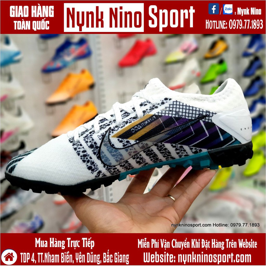 Giày Bóng Đá Mercurial Vapor 13 Pro MDS003 Trắng Mũi Đen Cổ Lửng TF