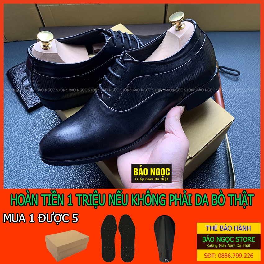 Giày tây nam tăng chiều cao BẢO NGỌC STORE mã TC926 Đen✅ Kiểu dáng công sở buộc dây 🎁 Bảo hành nổ da 12 tháng